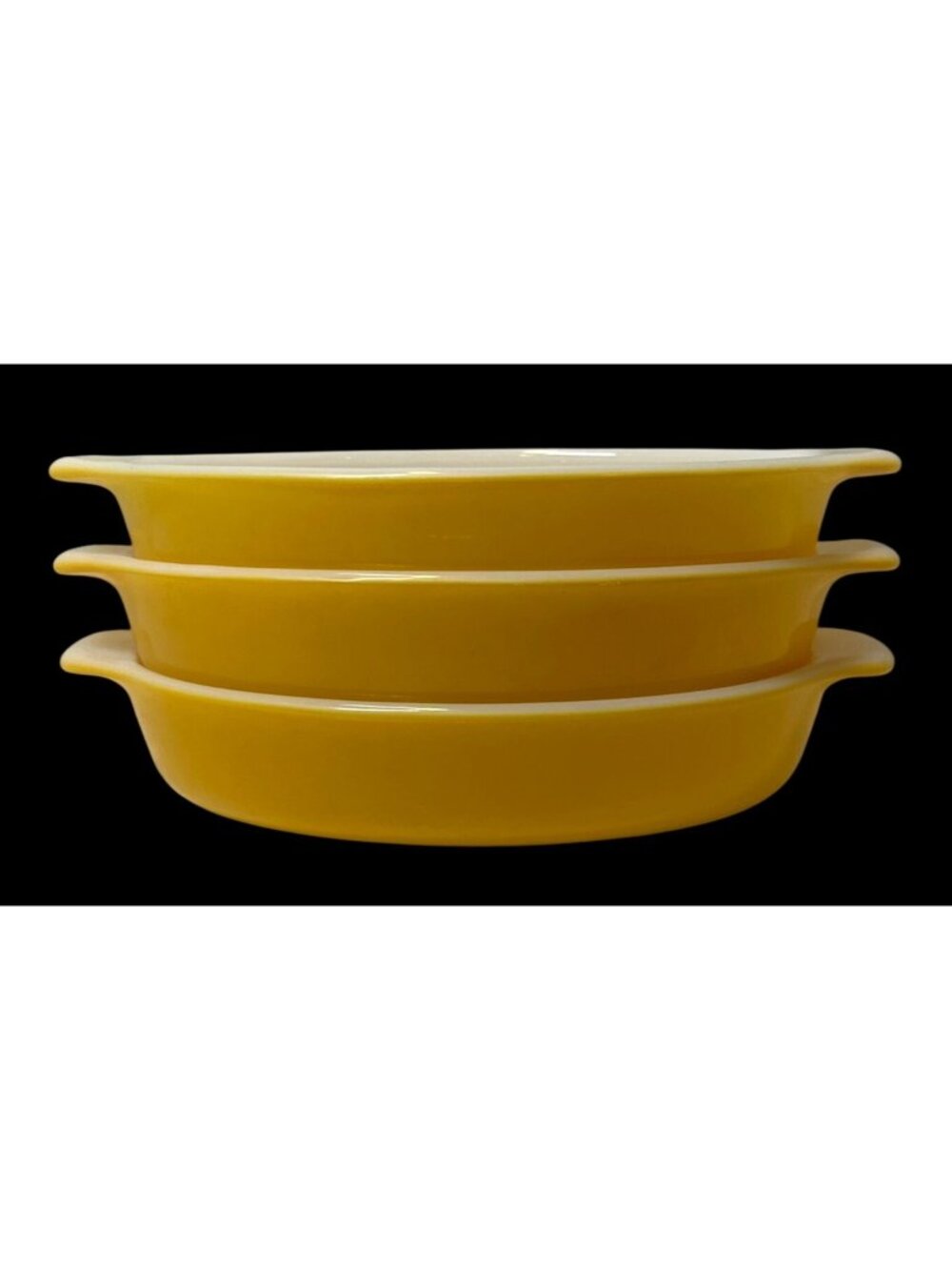 Vintage Pyrex Yellow 10oz Oval Pixi Mini Baking Dishes Set Of 3 By Pyrex